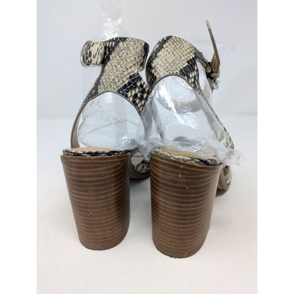 Marc Fisher Orla Ltd Leather Snakeskin Strappy Sandals Wood Heel Size 10 - Picture 3 of 10